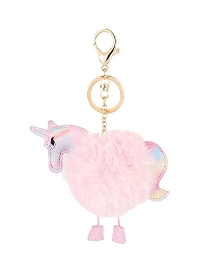 Seven Color Unicorn Hair Ball Key Chain - Image 1