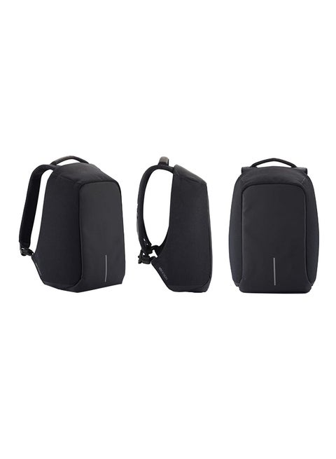 18 anti theft laptop backpack Classic 18" faux leather (BLACK - BLACK)  Gear Bags Waterproof with Hard Side Zipper Laptop Pocket Backpack
