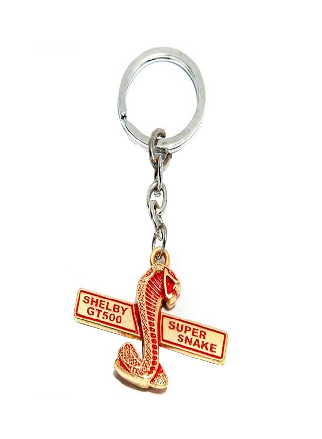 Car Keychain Shelby Gt 500 Super Snake Red And Gold