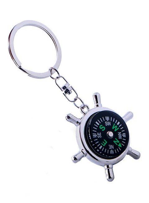 Portable Multi Function Compass Rudder Alloy Metalcasual Key Chain