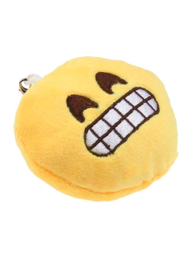 Cute Yellow Round Emoji Emoticon Soft Stuffed Plush Key Chain