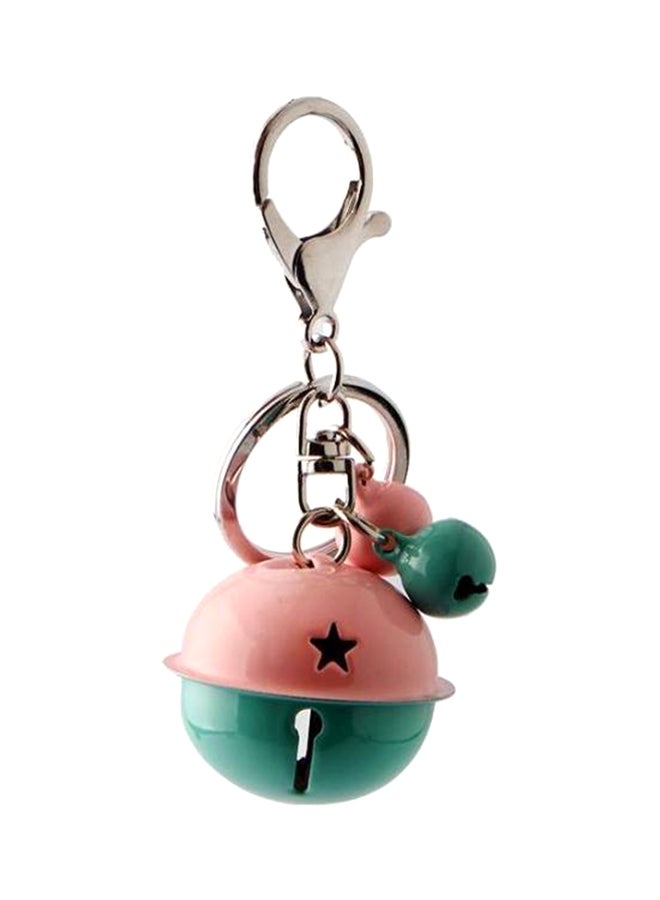 Small Bell Ring Charm Key Chain Pink/Green - Image 1