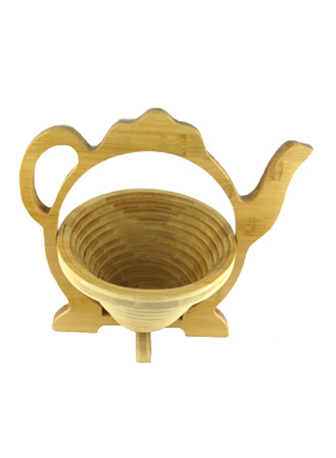 شاربدو سلة خشبية للفواكه بتصميم مبتكر على شكل إبريق شاي بيج 27x30x1.8سم