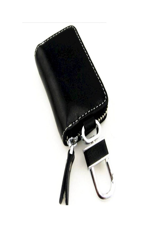 Nissan Leather Ring Holder Cover Car Auto Coin Cover Zipper Keychain - Image 1