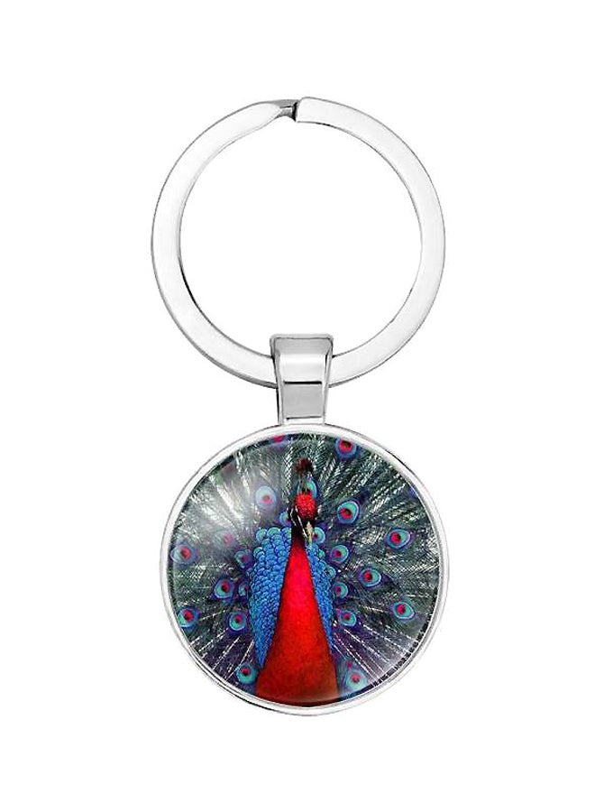 Red Peacock Opening Alloy Glasscasual Key Chain - Image 1
