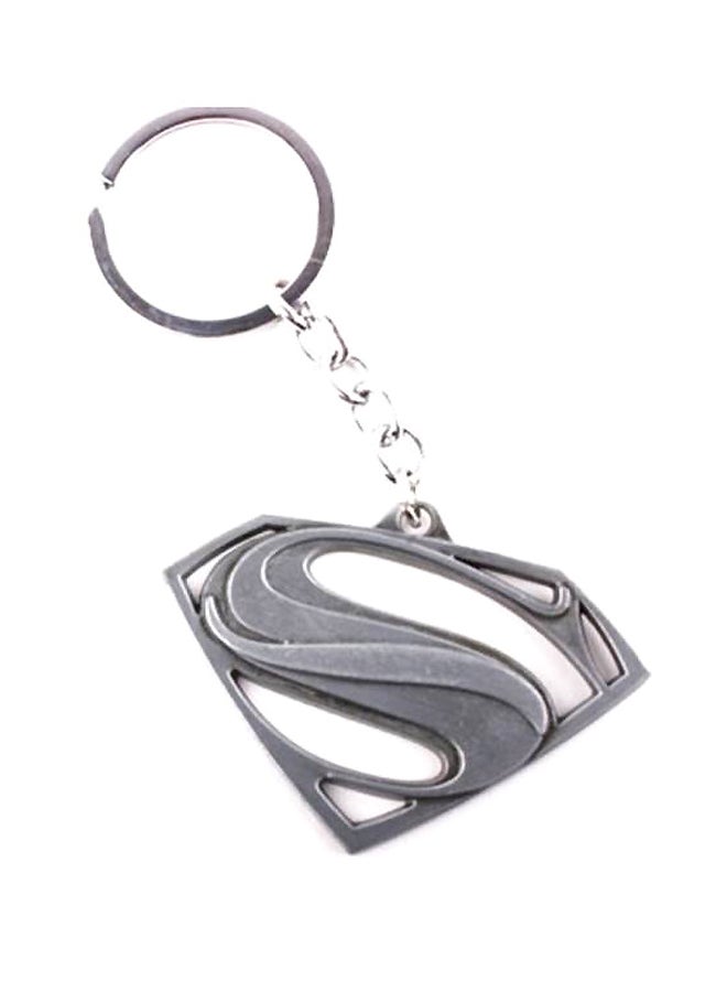 Vintage Silver Superman Logo Keychain
