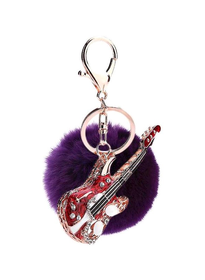 Diamond Mobile Phone Guitar Bag Plush Fur Ball Key Chain
