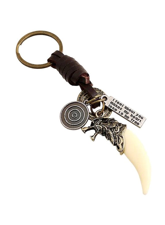Retro Braided Resin Spike Punk Leather Key Chain - Image 1