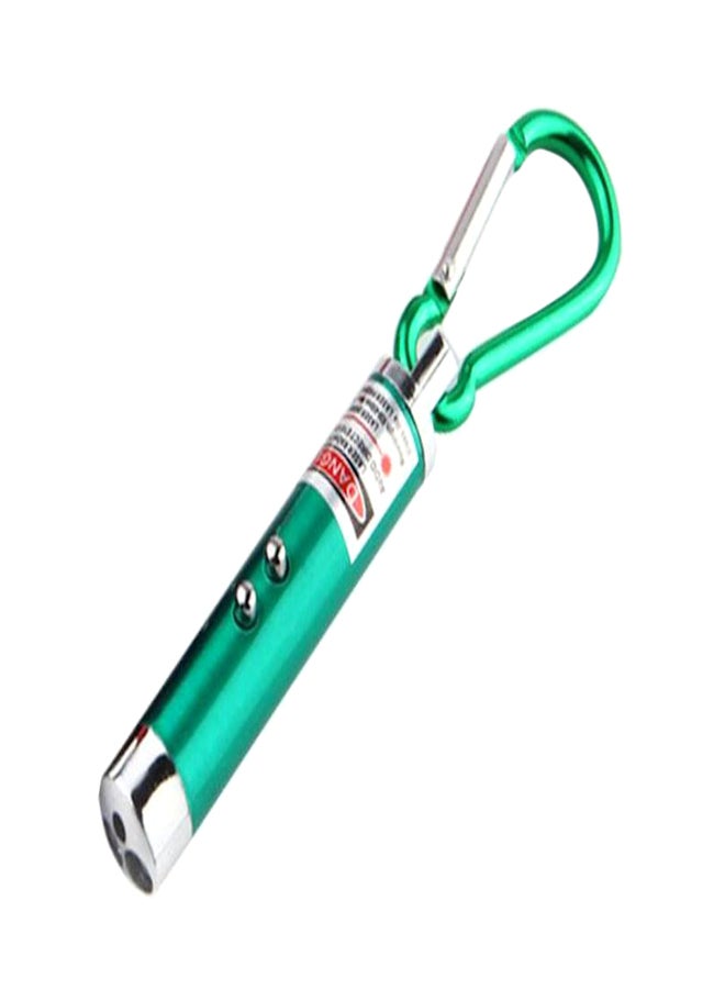 Generic - 2-In-1 LED Laser Pen Pointer Keychain Green/Silver/Black - Image 1