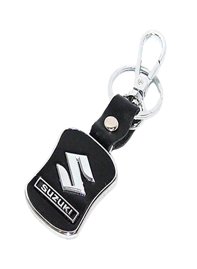 Suzuki Logo Metal & Leather Locking Key Chain - Image 1