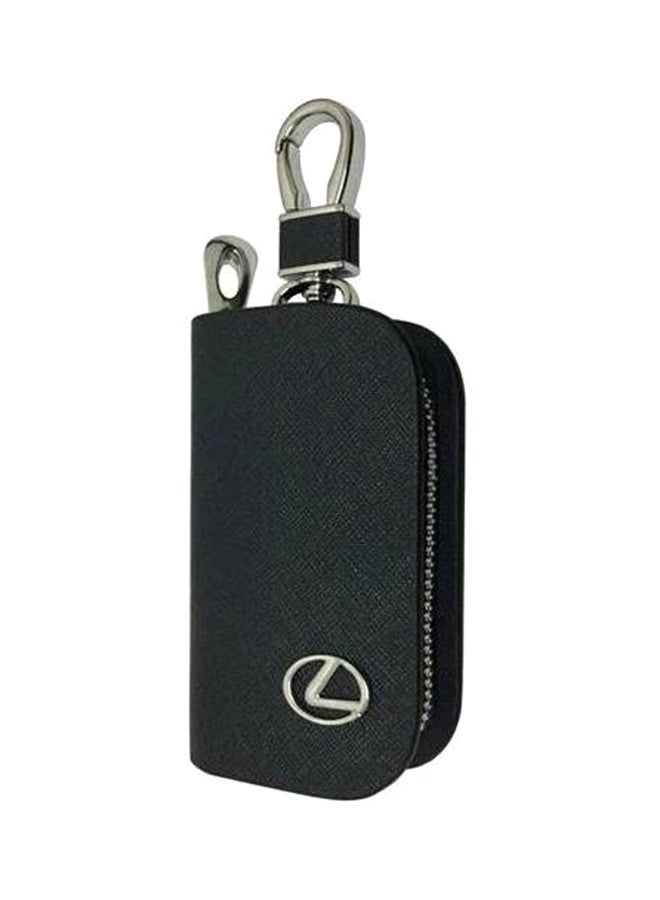 سلسلة مفاتيح من الجلد بتصميم محفظة مزودة بسحاب مع شعار سيارة لكزس - Image 1