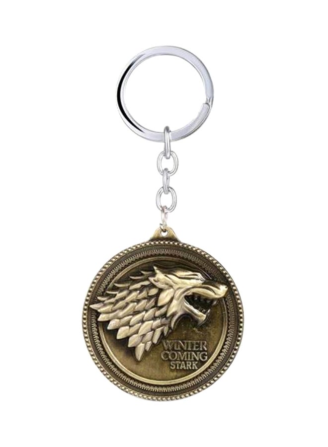 سلسلة مفاتيح بحلقة على شكل شعار هاوس ستارك ولف من مسلسل Game Of Thrones