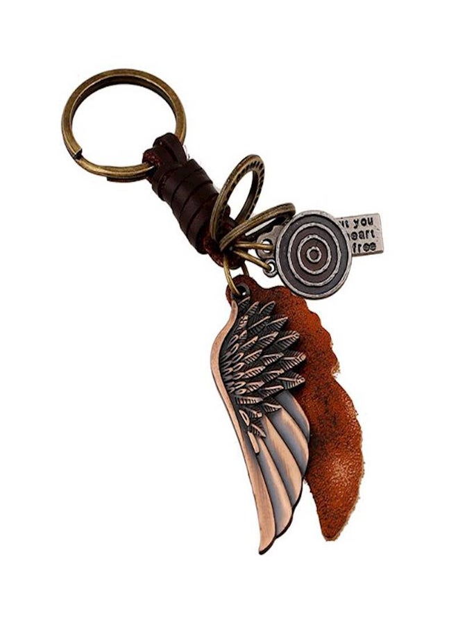 European And American Punk Jewelry Atmospheric Alloy Wings Leather Vintage Braided 'S Leather Key Chain - Image 1