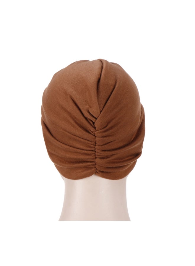 Sharpdo - Criss Cross Patterned Hijab Scarf Brown - Image 1
