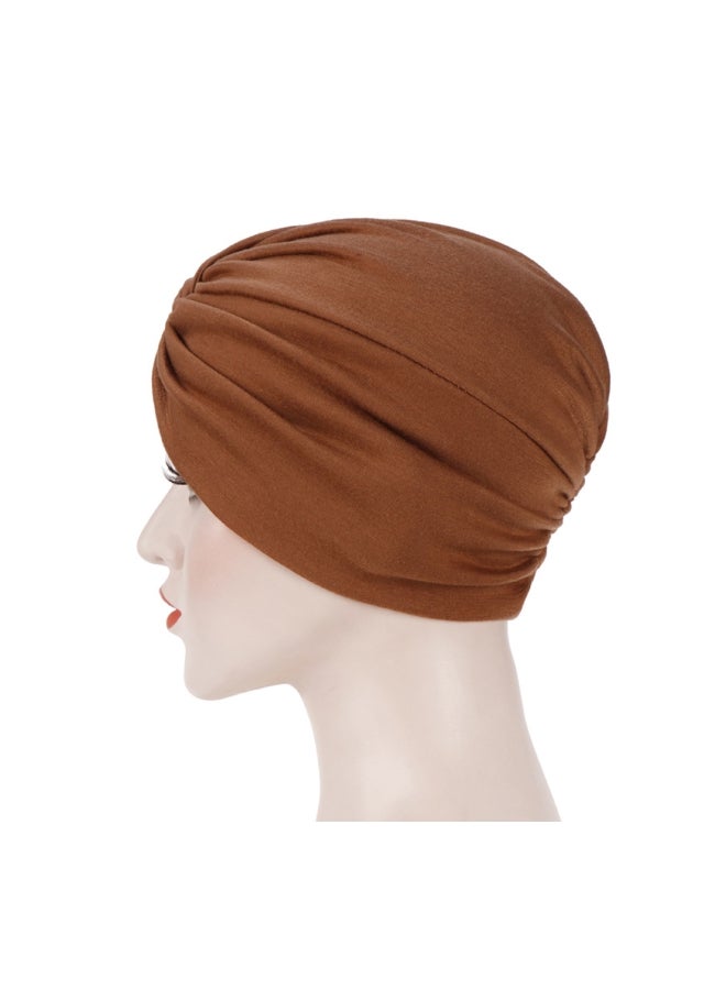 Sharpdo - Criss Cross Patterned Hijab Scarf Brown - Image 1