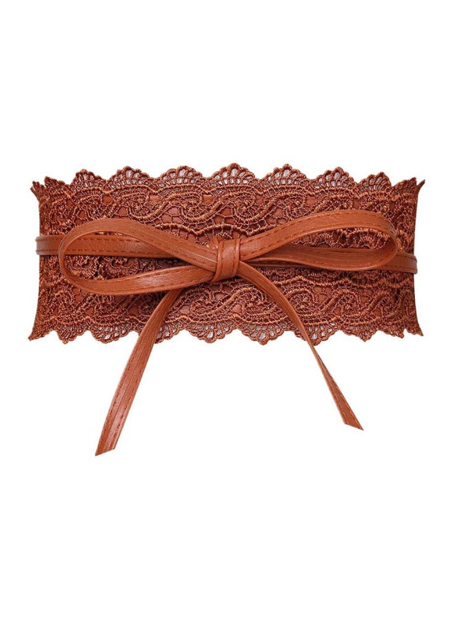 Wrap Around Waist Band Belt Brown