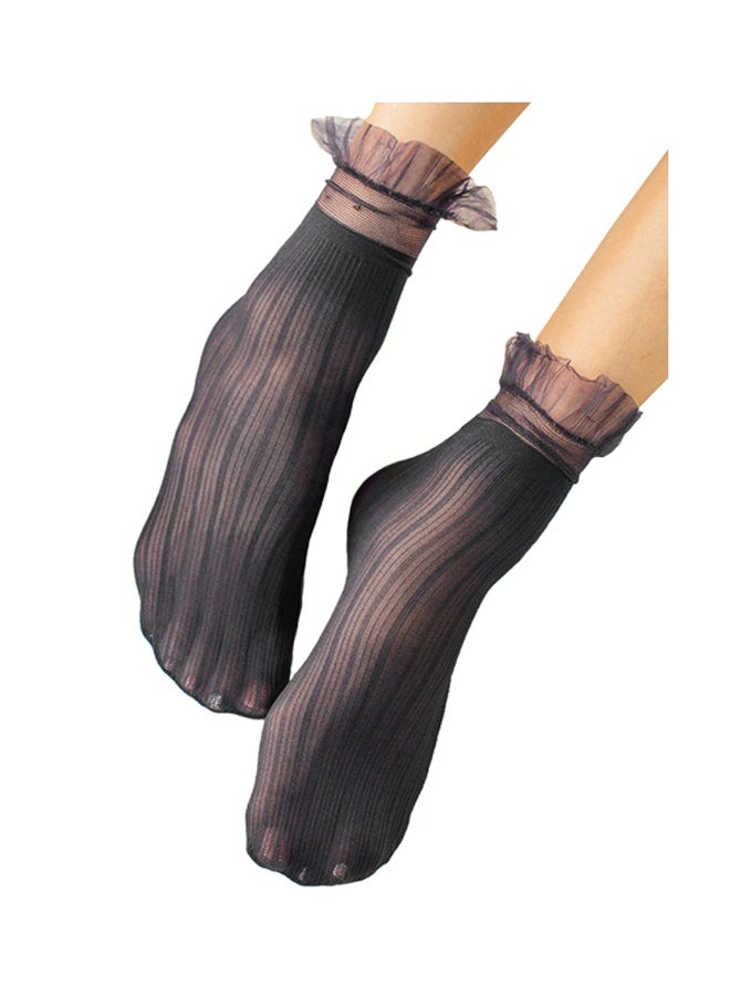 Sharpdo See Through Ruffles Socks Black - Image 1