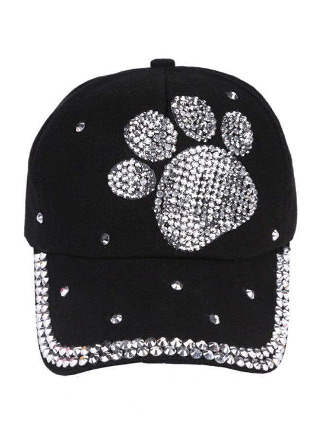 شاربدو قبعة بلون أرجواني بطبعة قدم حيوان أسود/شفاف - Image 1