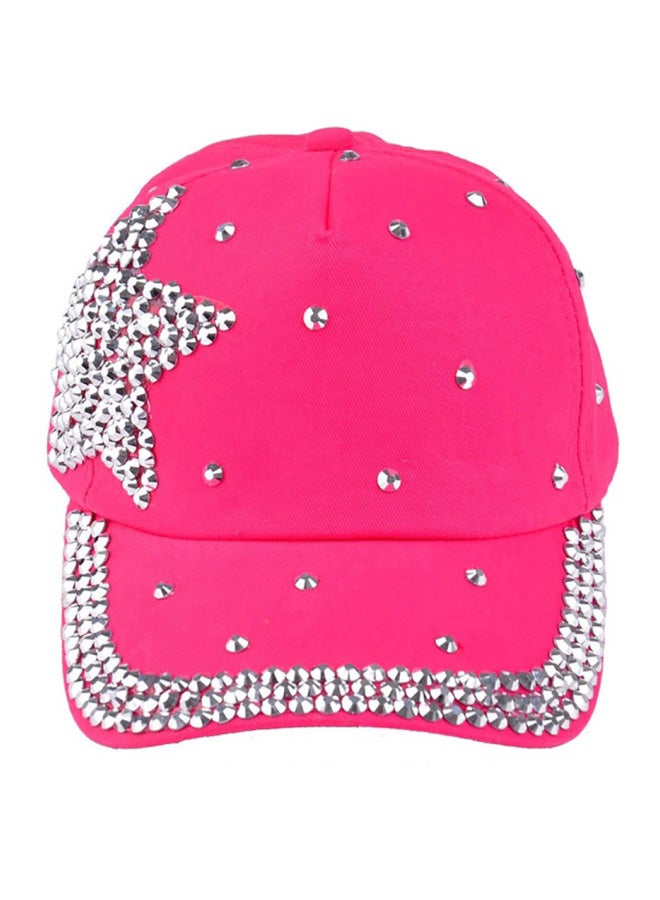 Sharpdo Star Pattern Beeds Studded Cap Pink/Silver - Image 1