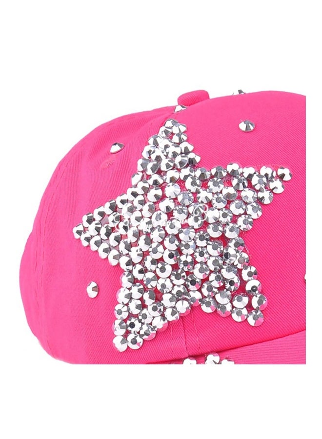Sharpdo Star Pattern Beeds Studded Cap Pink/Silver - Image 3