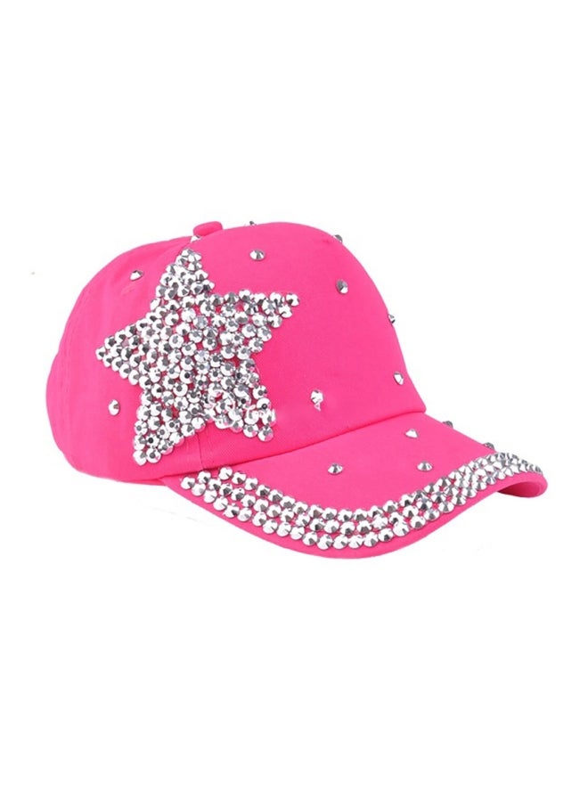 Sharpdo Star Pattern Beeds Studded Cap Pink/Silver - Image 2