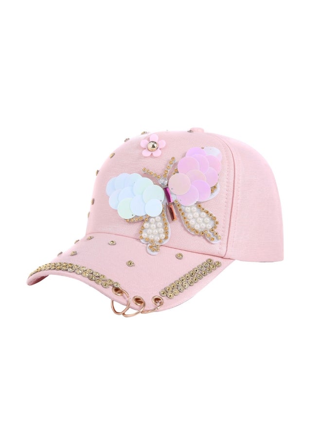 Sharpdo Sequined Baseball Cap Pink/Golden/Clear - Image 3