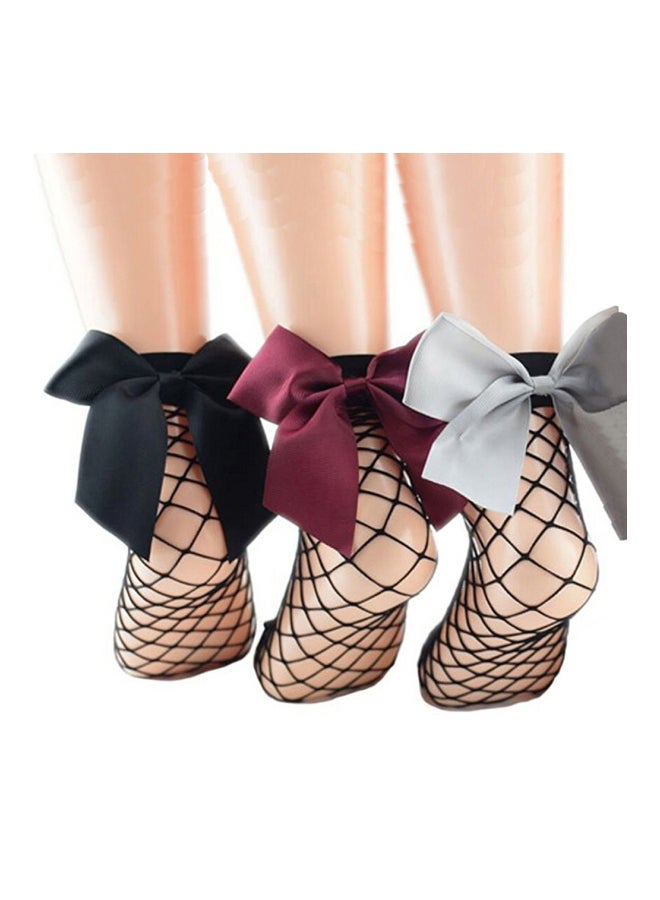 شاربدو مجموعة جوارب بتصميم عقدة فيونكة من 3 قطع أسود/أحمر/رمادي - Image 1