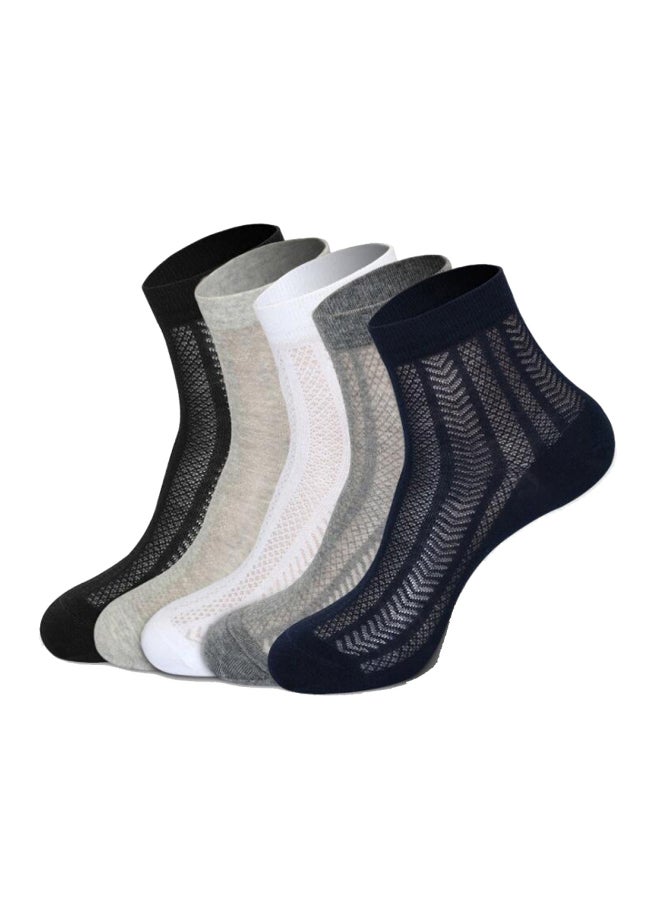 Sharpdo 5-Pair Breathable Cozy Socks Black/Grey/White  - Image 1