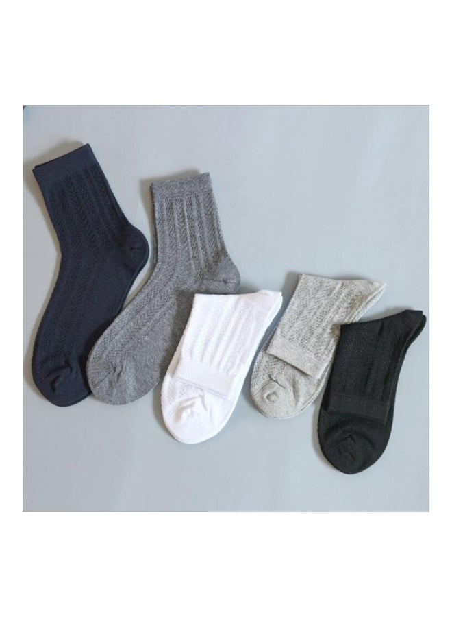 Sharpdo 5-Pair Breathable Cozy Socks Black/Grey/White  - Image 5