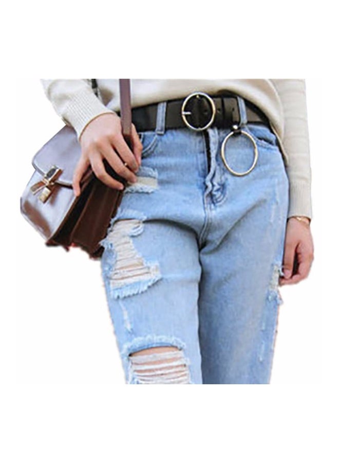 شاربدو حزام مزين بحلقة معدنية أسود/فضي - Image 3