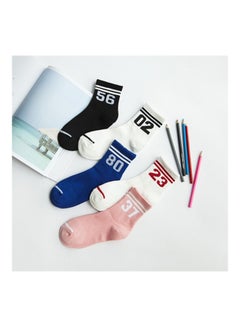 Sharpdo 5-Pair Breathable Cozy Socks White/Pink/Black  - Image 2