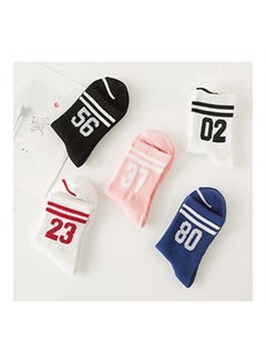 Sharpdo 5-Pair Breathable Cozy Socks White/Pink/Black  - Image 3