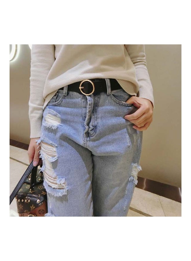 شاربدو حزام بإبزيم وحلقة ذهبية أسود - Image 2