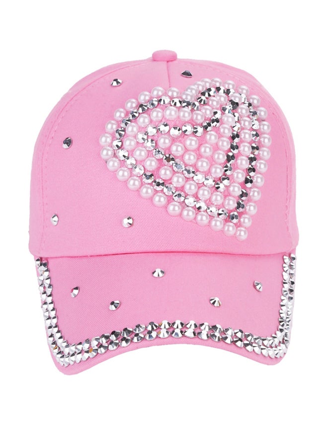 شاربدو قبعة بتصميم قلب مزينة بالخرز وردي/ فضي/ أبيض - Image 1