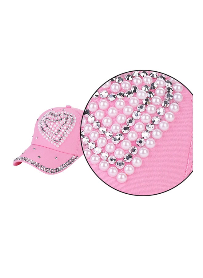 شاربدو قبعة بتصميم قلب مزينة بالخرز وردي/ فضي/ أبيض - Image 2