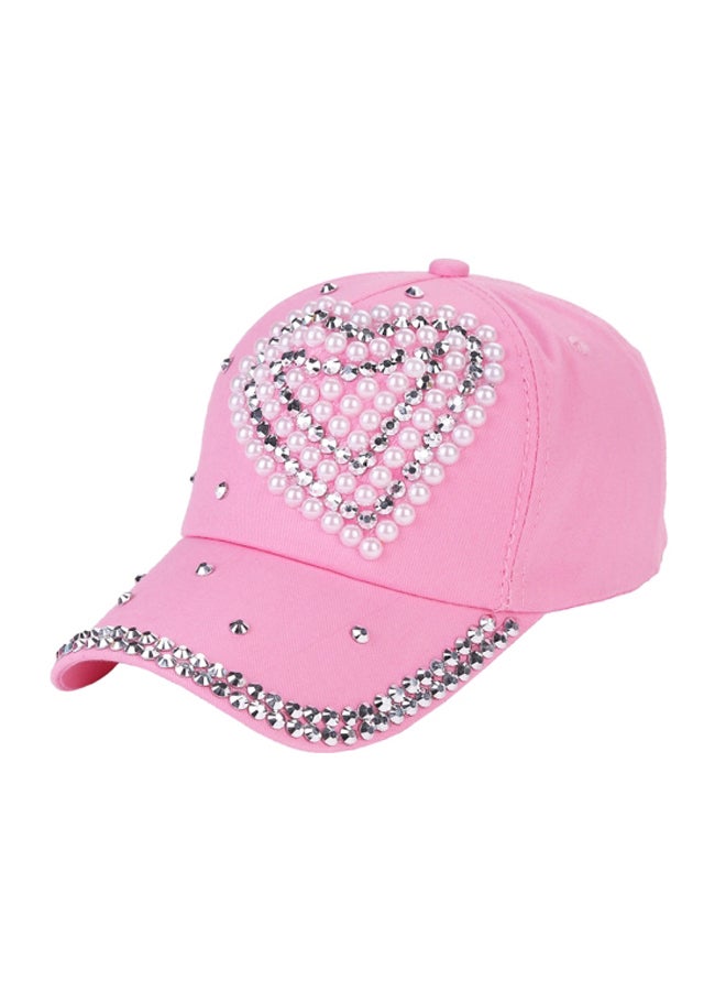 شاربدو قبعة بتصميم قلب مزينة بالخرز وردي/ فضي/ أبيض - Image 3