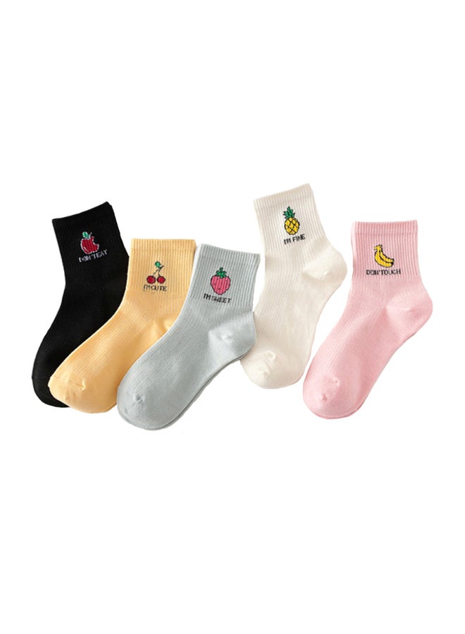 Sharpdo Pair Of 5 Fruits Printed Socks Multicolour - Image 1