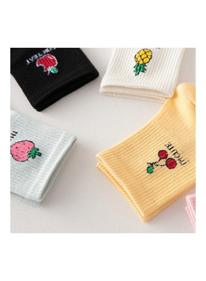 Sharpdo Pair Of 5 Fruits Printed Socks Multicolour - Image 4