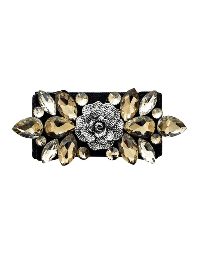 Sharpdo Floral Diamond Corset Belt Black/Gold/Silver - Image 1
