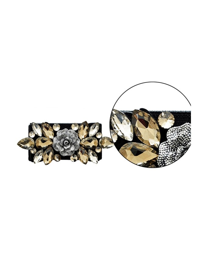 Sharpdo Floral Diamond Corset Belt Black/Gold/Silver - Image 3