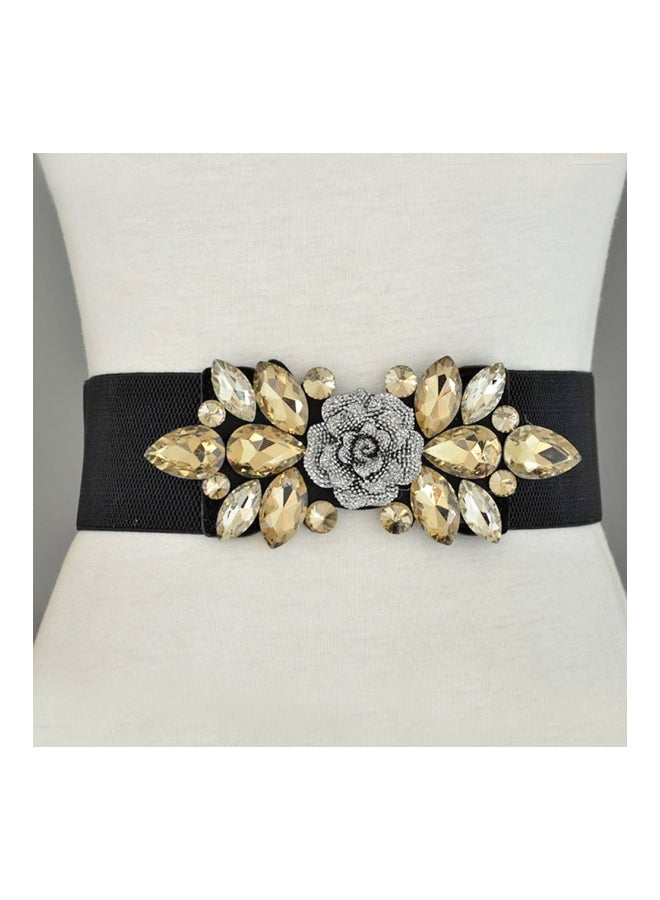 Sharpdo Floral Diamond Corset Belt Black/Gold/Silver - Image 5