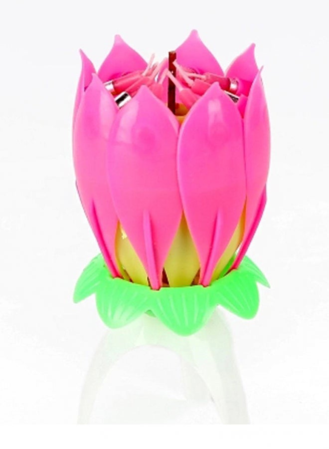 Lotus Flower Birthday Music Candle Pink/Yellow/Green  - Image 1