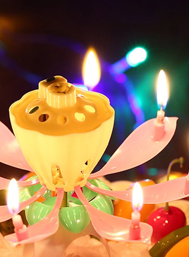 Lotus Flower Birthday Music Candle Pink/Yellow/Green  - Image 2