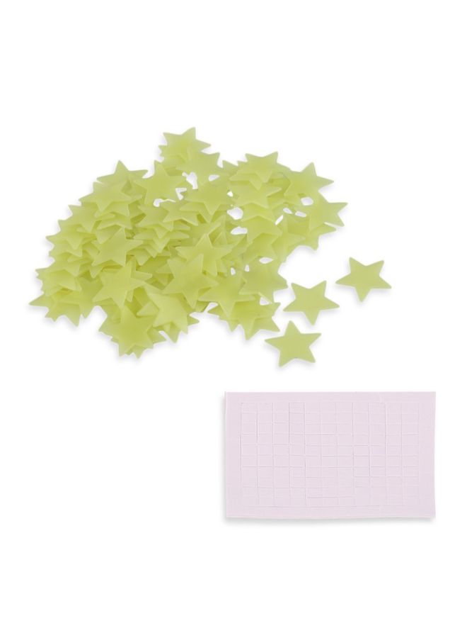 100-Piece Glow In The Dark Star Wall Sticker Set Green