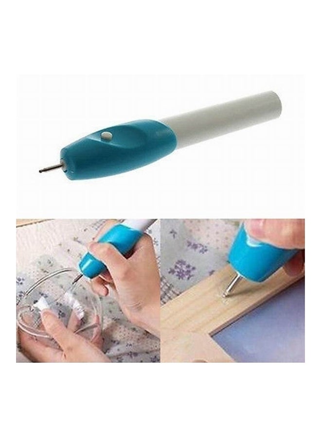 Plastic Engraving Pen White/Blue  - Image 5