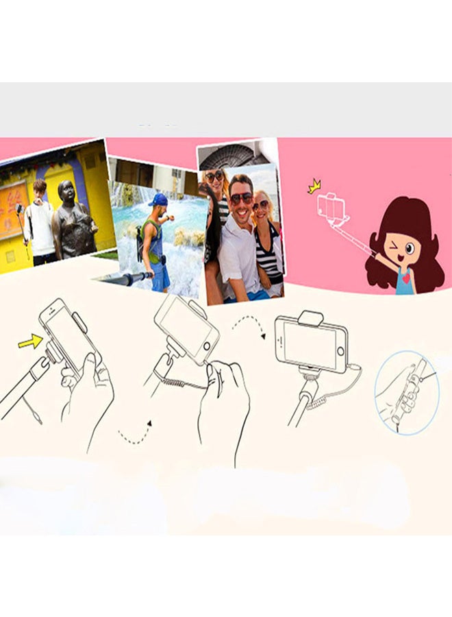 Voberry Wired Selfie Stick Black/Silver/Light Blue - Image 2