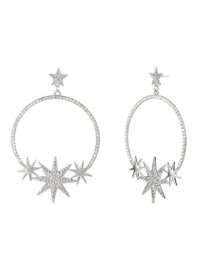 Sharpdo - Metal Vintage Circle Star Dangle Earrings - Image 1