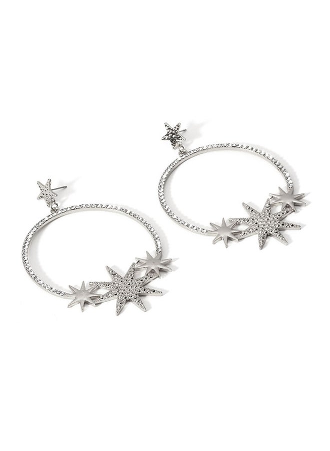 Sharpdo - Metal Vintage Circle Star Dangle Earrings - Image 1