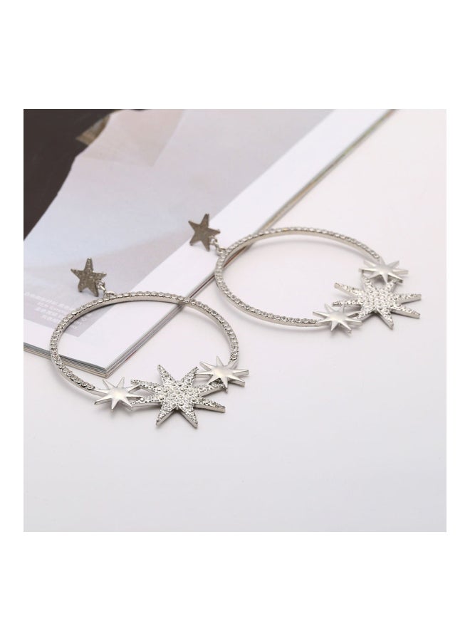 Sharpdo - Metal Vintage Circle Star Dangle Earrings - Image 1