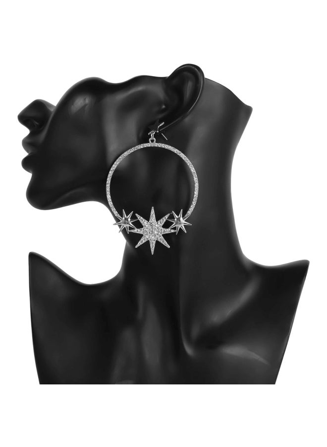 Sharpdo - Metal Vintage Circle Star Dangle Earrings - Image 1